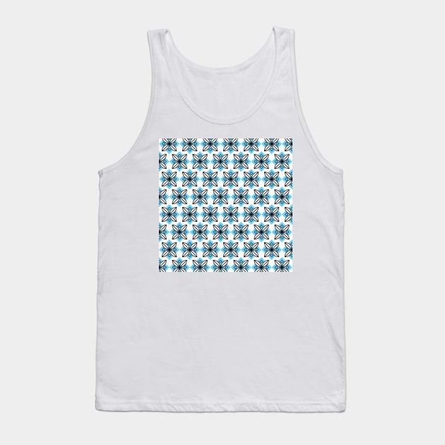 Turquoise blue and black floral motif pattern Tank Top by SamridhiVerma18